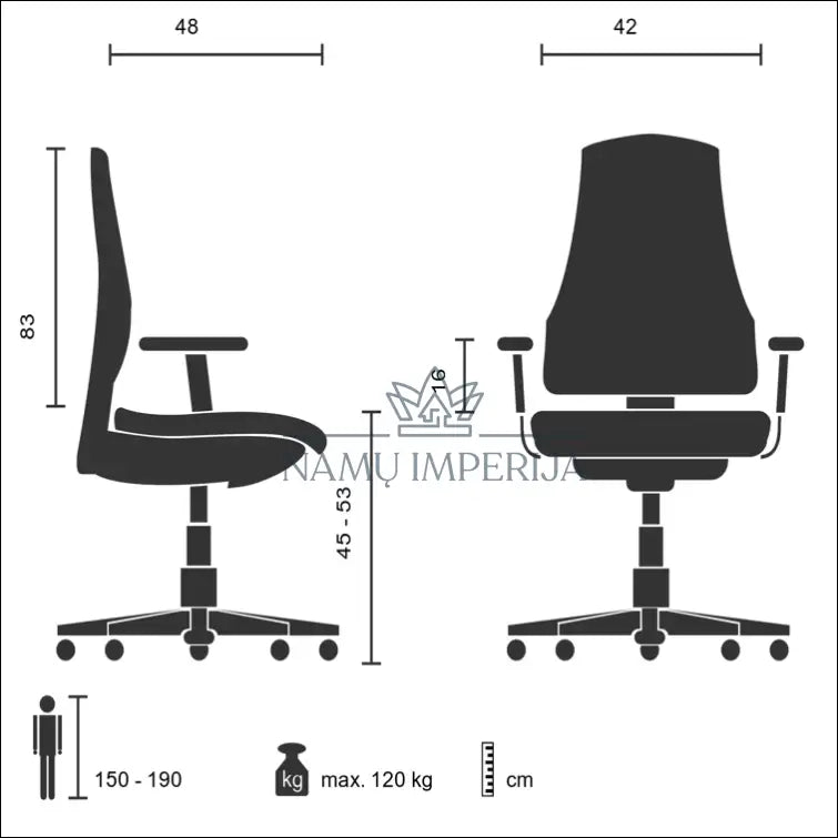 Darbo kėdė BI160 - €176 Save 60% 100-200, __label:Pristatymas 1-2 d.d., biuro-baldai, biuro-kedes, color-juoda