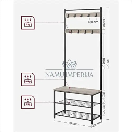 Drabužių kabykla su batų lentynomis SM219 - €105 Save 30% 100-200, __label:Pristatymas 5-14 d.d.,