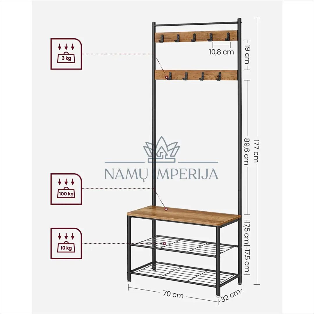 Drabužių kabykla su batų lentynomis SM241 - €105 Save 30% 100-200, __label:Pristatymas 5-14 d.d.,