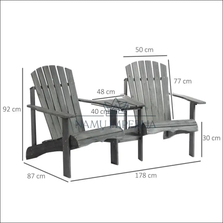 Dvigubas suoliukas LI353 - €81 Save 70% 50-100, __label:Pristatymas 1-2 d.d., color-pilka, lauko baldai,