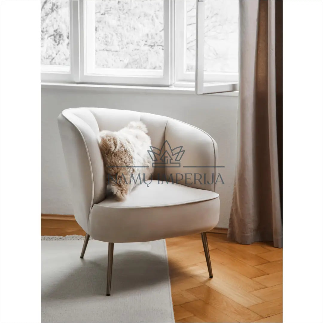 Fotelis MI212 - €324 Save 50% __label:Pristatymas 1-2 d.d., color-auksine, color-kremas, foteliai, material-aksomas