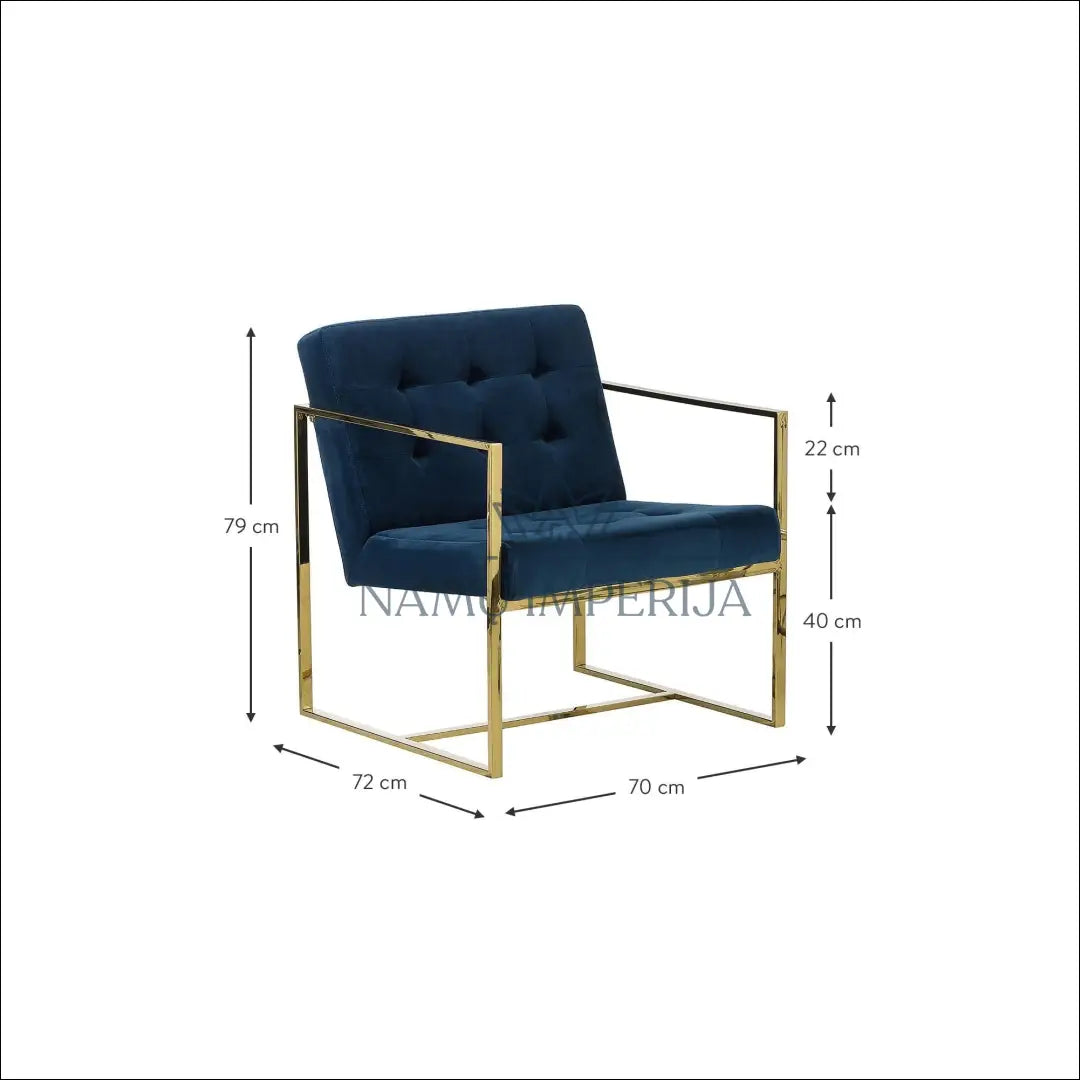 Fotelis MI324 - €252 Save 60% __label:Pristatymas 1-2 d.d., color-auksine, color-melyna, foteliai, material-aksomas