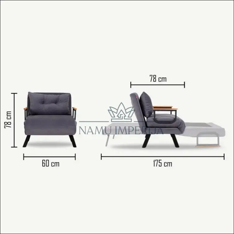 Išlankstomas fotelis MI219 - €144 Save 50% 100-200, __label:Pristatymas 1-2 d.d., color-pilka, foteliai,