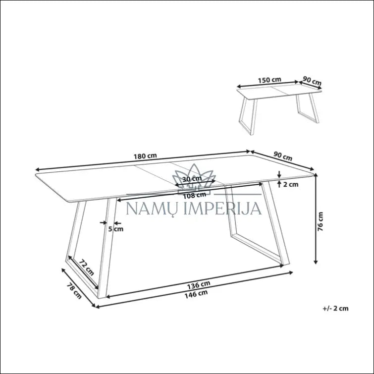 Išplečiamas valgomojo stalas VI350 - €143 Save 65% 100-200, __label:Pristatymas 1-2 d.d., color-juoda,