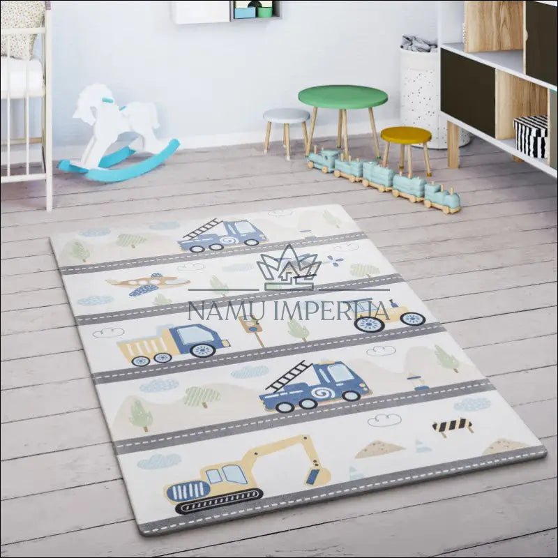 Kilimas NI5864 - €91 100-200, 50-100, color-margas, kilimai, newdiva2 Kilimai Kids Rug Nursery Road Tree Car Clouds