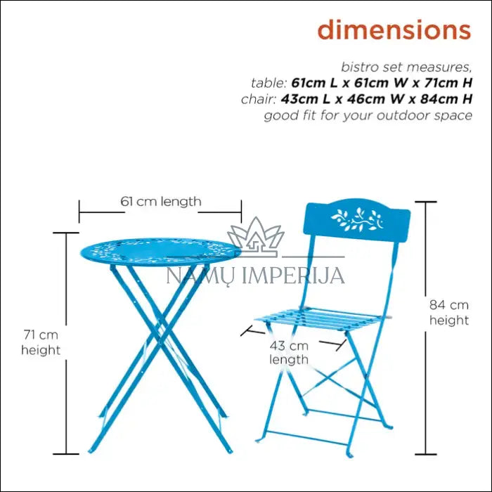 Lauko baldų komplektas (3 dalys) LI303 - €59 Save 70% 50-100, __label:Pristatymas 1-2 d.d., color-melyna, lauko