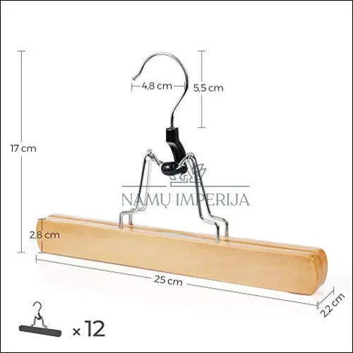 Medinių pakabų komplektas sijonams (12 vnt) SM1405 - €42 Save 10% 25-50, __label:Pristatymas 5-14 d.d., interjeras,