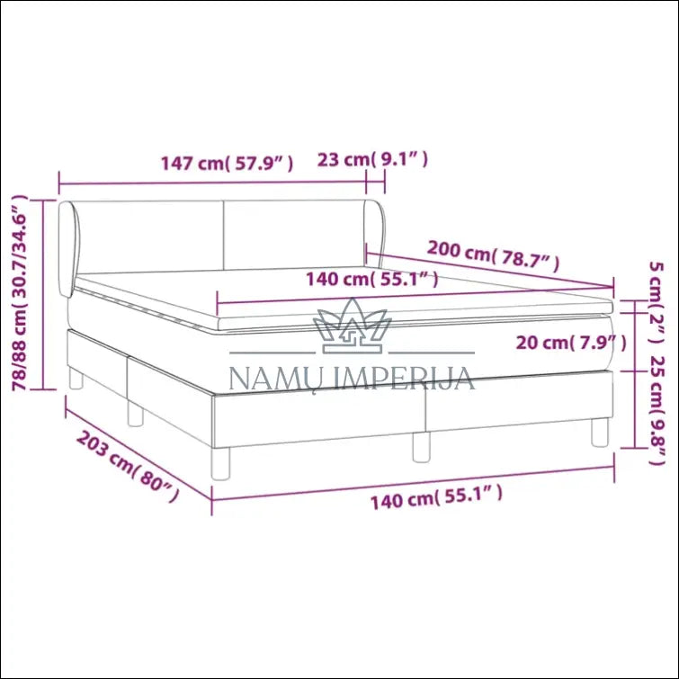 Miegamojo lova (140x200cm) GI272 - €185 Save 65% 100-200, __label:Pristatymas 1-2 d.d., color-ruda, lovos-miegamojo,