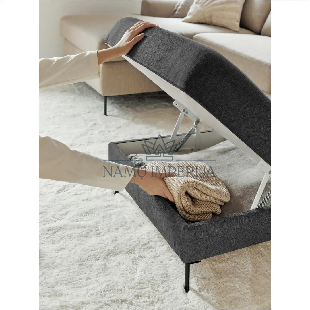 Pufas su daiktadėže MI203 - €134 Save 50% 100-200, __label:Pristatymas 1-2 d.d., color-juoda, color-pilka,