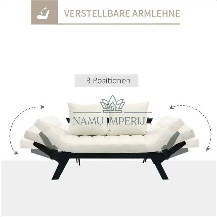 Sofa - lova MI264 - €157 Save 65% 100-200, __label:Pristatymas 1-2 d.d., color-juoda, color-kremas, lovos-miegamojo