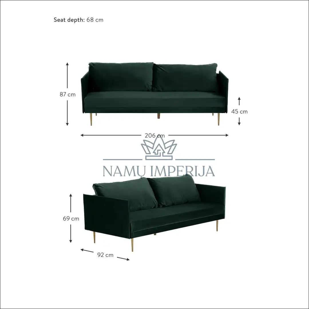 Sofa - lova MI360 - €315 Save 65% __label:Pristatymas 1-2 d.d., color-auksine, color-zalia, lovos-miegamojo,