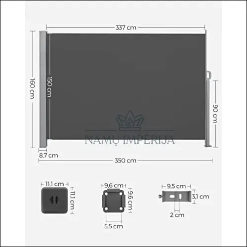 Šoninis tentas (daug dydžių) SM001 - €103 Save 30% 100-200, __label:Pristatymas 5-14 d.d., color-pilka, lauko