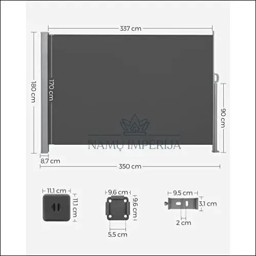 Šoninis tentas (daug dydžių) SM001 - €112 Save 30% 100-200, __label:Pristatymas 5-14 d.d., color-pilka, lauko