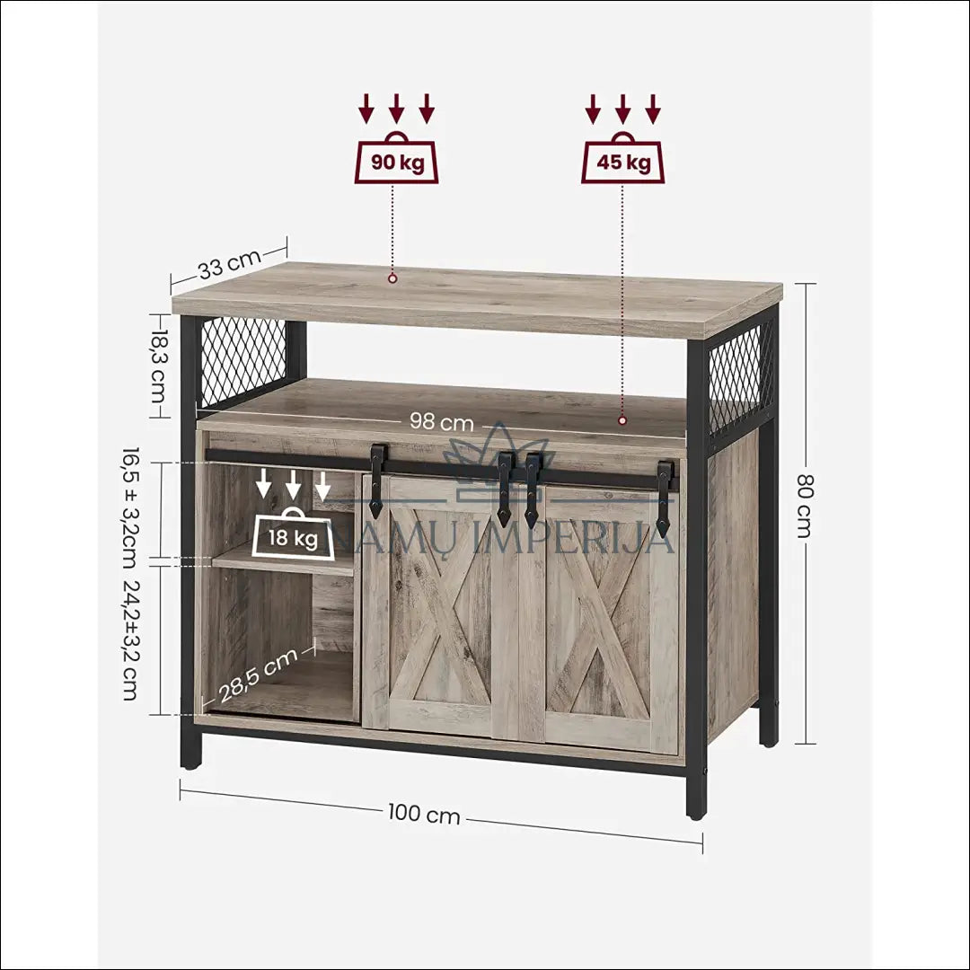 Spintelė SM1112 - €234 Save 30% __label:Pristatymas 5-14 d.d., notouch30, over-200, song, spalva-pilka 100x33x80cm