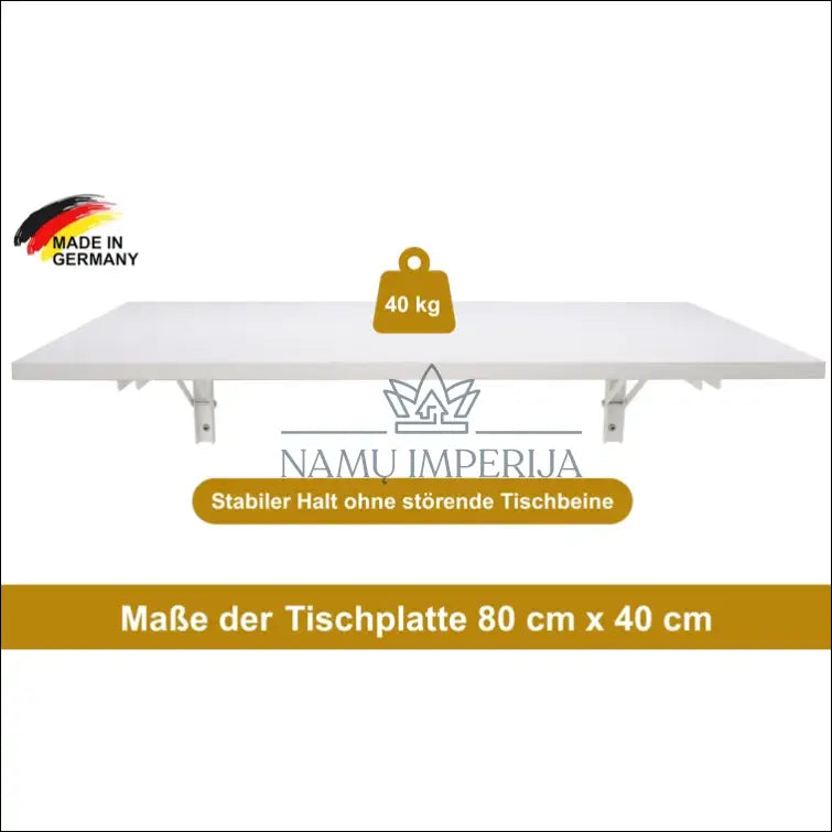 Sulankstomas sieninis stalas BI130 - €21 Save 60% __label:Pristatymas 1-2 d.d., color-balta, material-mediena,