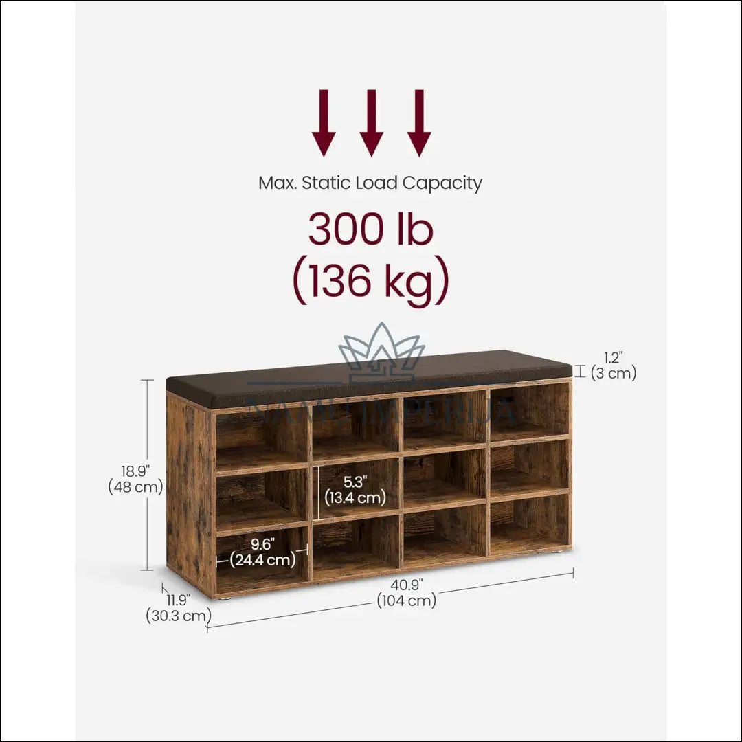 Suoliukas su lentynomis/daiktadėže SM1075 - €112 Save 30% 100-200, __label:Pristatymas 5-14 d.d., batu-suoliukas,