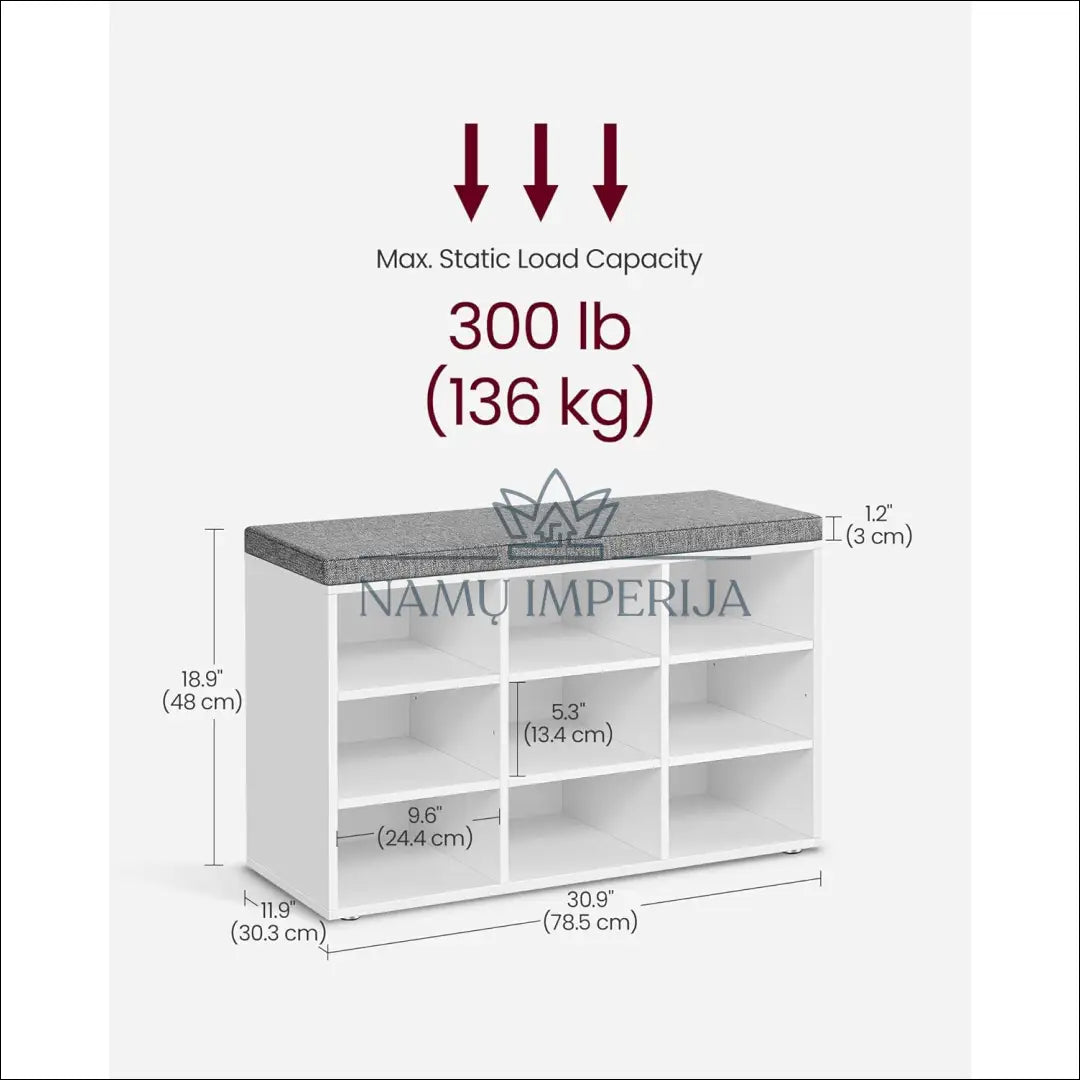 Suoliukas su lentynomis/daiktadėže SM1076 - €88 Save 30% 50-100, __label:Pristatymas 5-14 d.d., batu-suoliukas,