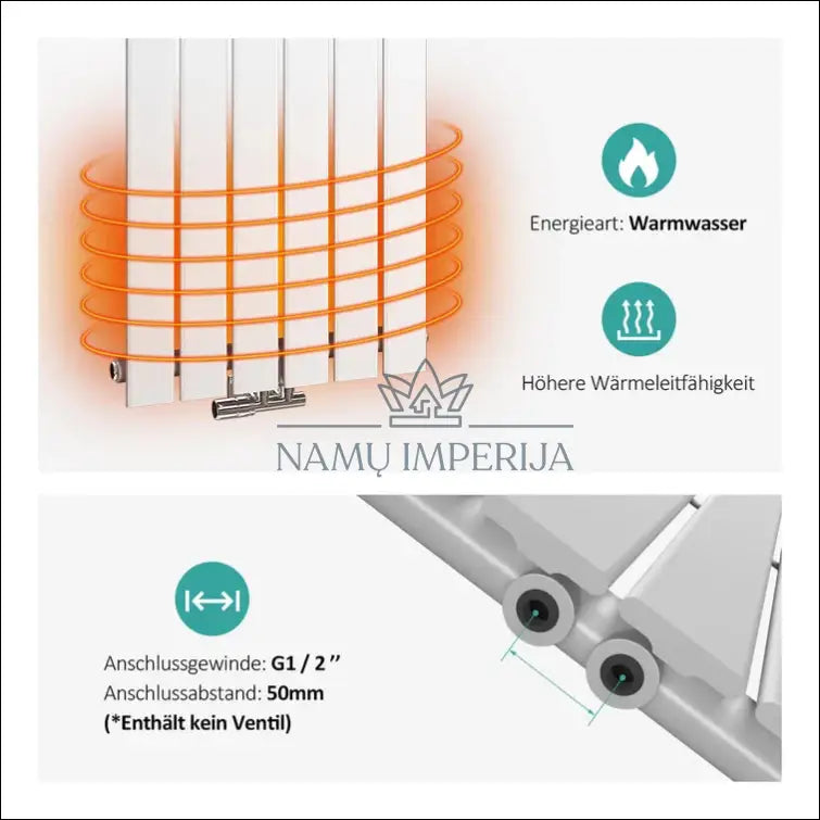 Vertikalus radiatorius KI494 - €84 Save 65% 50-100, __label:Pristatymas 1-2 d.d., color-balta, kita, material-metalas